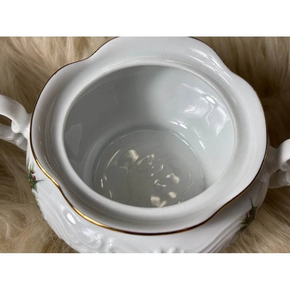 Royal Kent Poland Christmas Holly Creamer Sugar Bowl Set‎ Holiday
